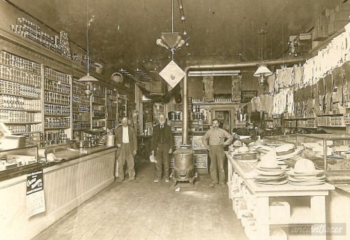 ancientfaces:  Early 1900s General Store - CaliforniaEver wonder what a general store from the early 1900s looked like? Anton Jacobs in his general store “Fritz & Jacobs Mercantile” located in Cedarville, California around 1910. More about Anton