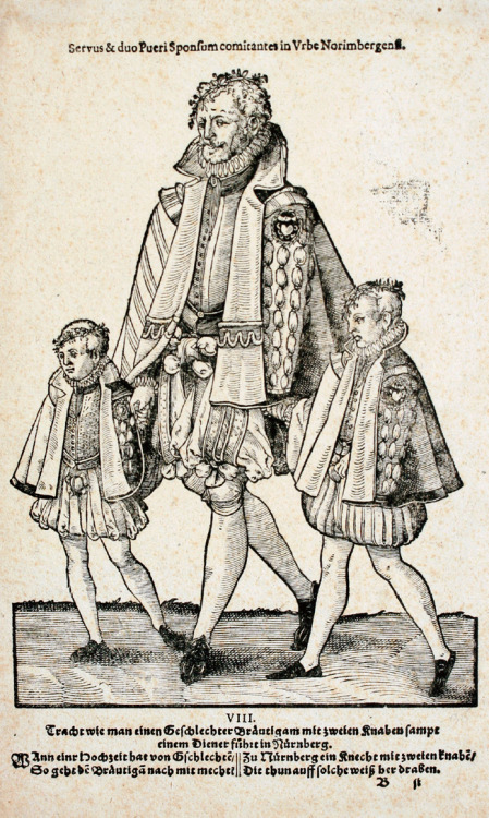 Servant walking two boys by Jost Amman (1539 Zurich -1591 Nuremburg)