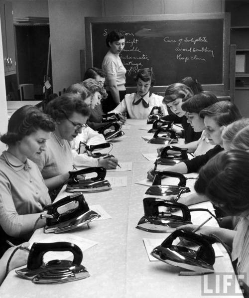 the50s: Girls in home economics class 1950 s