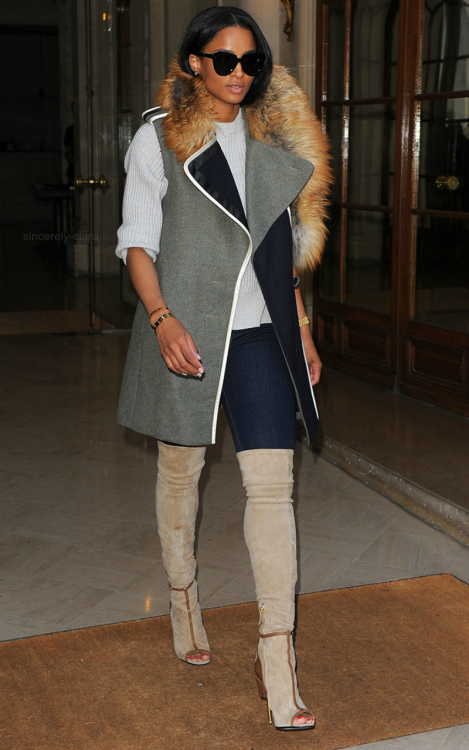 sincerely-ciara:  9/27/14-Ciara leaving Givenchy’s main office in Paris.