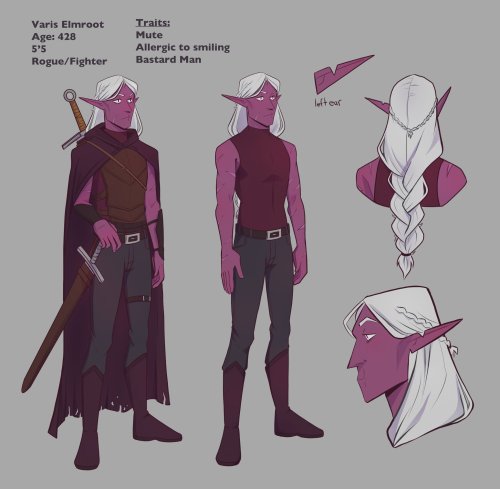 Varis character ref sheet…CAUSE MY DM IS BRINGING THE CAMPAIGN BACK [SCREAMS]