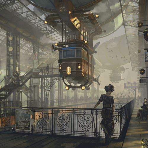 steampunktendencies:Steampunk Trainstation by Virag Agg