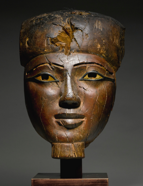 archaicwonder:Large Egyptian Wood Mummy Mask, 25th/Early 26th Dynasty, C. 750-600 BC