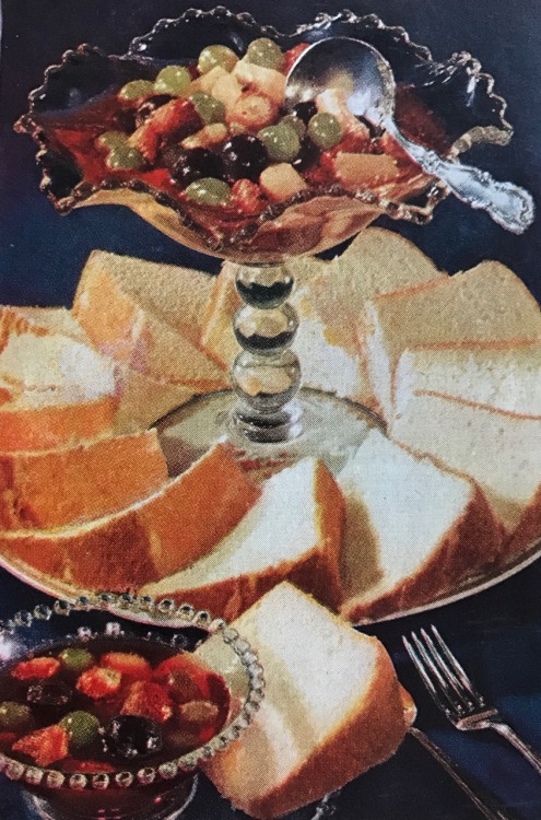 Summer Fruit Compote with Chiffon Cake Betty Crocker’s Picture Cookbook, 1950 (first edition)