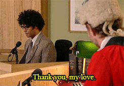 timew0ntmakethingsbetter:  Moss being uncomfortable in the courtroom (The IT Crowd - 04x06)  “I’ve not had good experiences with the legal system. Well, when I was 11,I broke the patio window, and my mother sued me. I’m still paying costs.”  