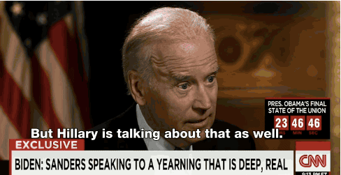 jeniphyer:  salon:  Joe Biden heaps praise on Sanders for his work on income inequality   Uncle Joe with the facts! 