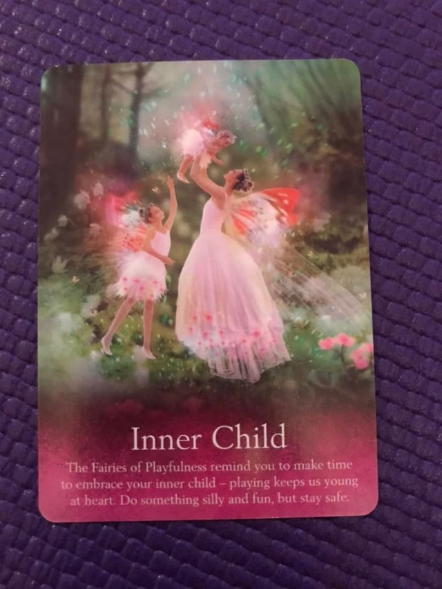 Todays Oracle CardJanuary 15th, 20221-15-2022 Inner Child The Fairies of playfulness remind you to make time to embrace your inner child.  Playing keeps us young at heart.  Do something silly, and fun, but stay safe.   Oracle of the Fairies #innerchild#playful#fun#saturday#fairies