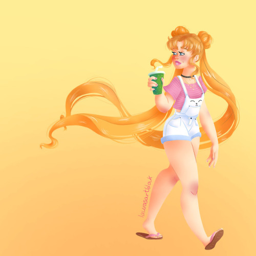 Did a re-draw of my casual Usagi from 2016! And added a second version with a diff background becaus