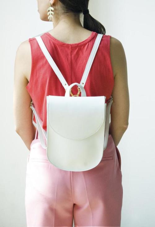 White Leather Backpack //Albertinaboutique