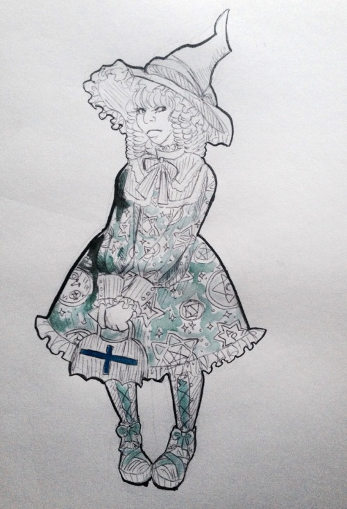 Inktober 2016: 31 WitchesOct 9 - Lolita WitchDress from Angelic Pretty, hat and shoes from Alice and