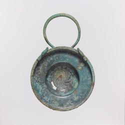 the-met-art: Bronze strainer with loop handle,