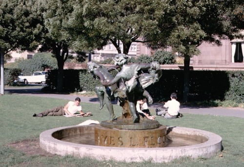 James L. Flood Fountain, Pacific Union Club Behind, Nob Hill, San Francisco, 1969.