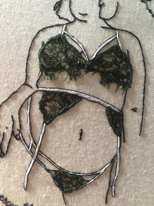 cutiebooty-tummyloving: here’s my latest piece using lace to create the lingerie and framed with my 