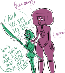 The first time Pearl saw Ruby and Sapphire fuse ruined her forever(Garnets legalishious design belongs to elasticitymudflap)