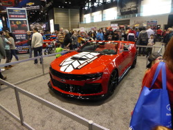 fromcruise-instoconcours:  Custom-built Blackhawks Camaro, a Chicago Auto Show tradition.