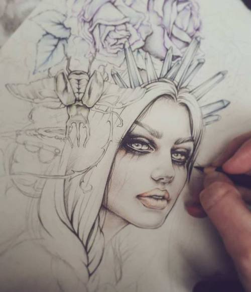 WIP of my next piece for September @gogacollective auction! Using as a model the gorgeous @mahafsoun