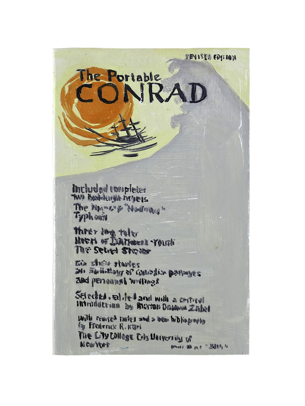 Untitled Project: Robert Smithson Library & Book Club
[Conrad, Joseph. The Portable Conrad, 1968]
Oil paint on carved wood, 2019