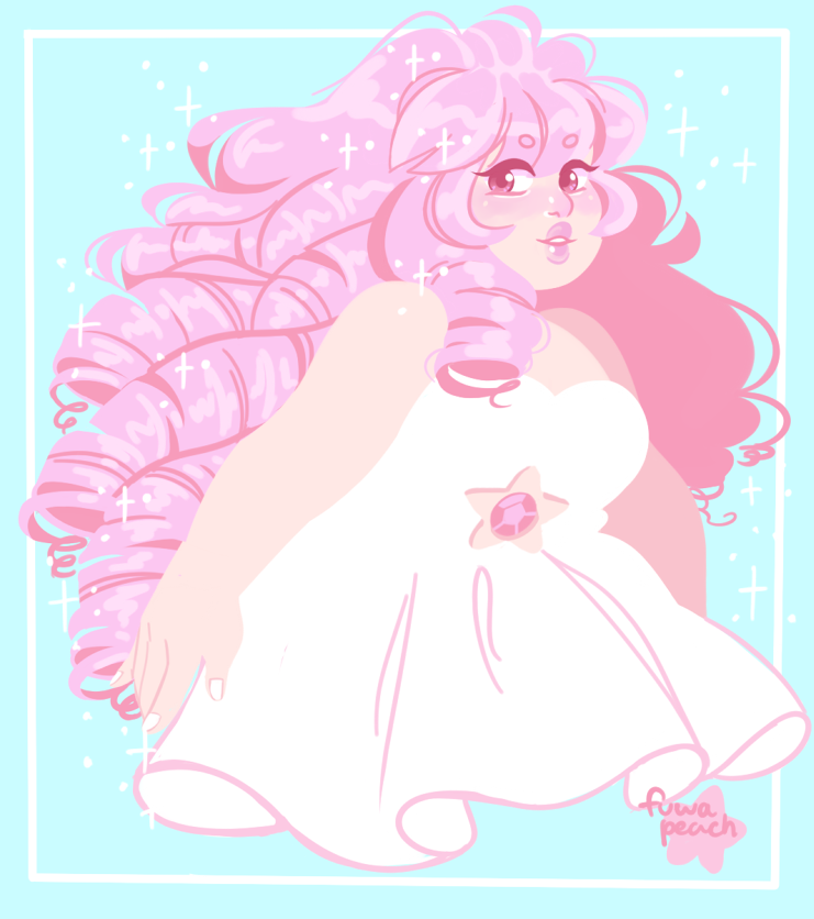 fuwapeach:  rose quartz! gosh i love her big hair *0* art trade with theartofflorence