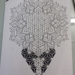 swirlysinatra:  Shits getting real. Artwork for saturday. #tattoo #blackwork #blackandgrey #geometrictattoo #mandala #lordswirlytattoo #dotworktattoo