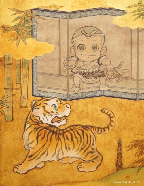 hiroo-suzuki:  鈴木博雄　HirooSuzuki 『 屏風の虎 』  The Ikkyu who looked from the tiger in the screen   Ｆ6(410ｍｍ×318ｍｍ)　  2015年 https://www.patreon.com/hiroo_suzuki 