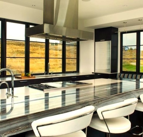 Dining Kitchen DenverInspiration For A Sizable Contemporary Eat-in Kitchen Remodel With A Dark Wood Floor