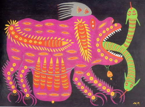 magictransistor:  Maria Primachenko. May That Nuclear War Be Cursed. LT. 1978.