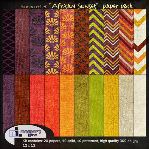 For charity - Digital Scrapbooking paper, “African Sunset” by MemoryLaneDigital http://ift.tt/OgRHhO