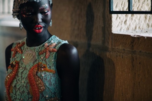 continentcreative:Adut Akech Bior backstage at Romance Was Born by @adamkatzsinding