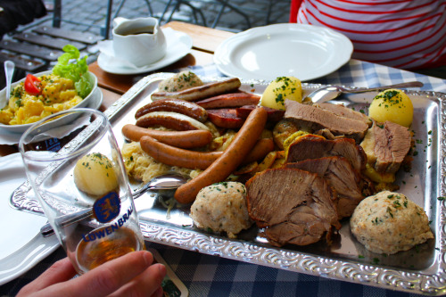 c-a-bergamot:  zvunderbahr:  Tasty.  Beer, meat and potatoes. German as fuck. 