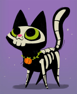 dailycatdrawings:  311: Skeleton Cat Happy