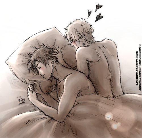 kgsexysketchyspace:  Some quick sketch with quick monochromatic colour :) (Recently I’m in love with this kind of colouring, I must admit).Usually, I draw Rei with this lovestruck gaze, but this time I wanted to switch it and make Nagisa the one who’d