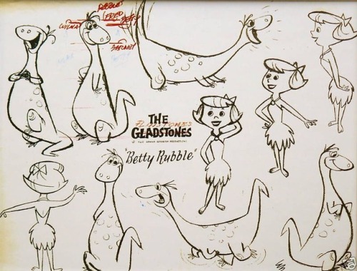 talesfromweirdland:Gladstones, meet the Gladstones…Model sheets of Fred, Wilmaaaa, Barney, Betty and