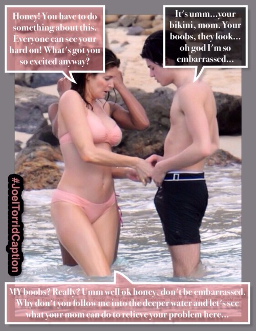 joeltorrid2:  HAPPY MOTHER’S DAY! Mom takes care of her son’s growing problem on the public beach… 