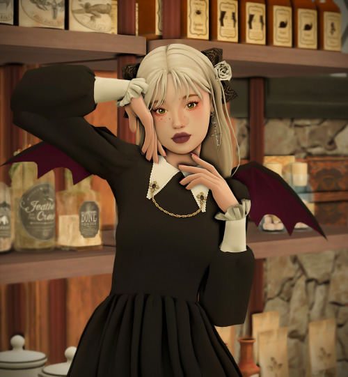 creamworld:  Goth-girl lookbook dress / socks shoes 1) hair (v2) / hairpin / dev