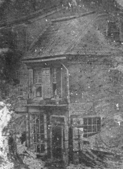 chubachus:  Daguerreotype view of a house at the corner of Chestnut Street and Strawberry Alley in Philadelphia, Pennsylvania, c. 1845. By William Young McAllister. Source: Library of Congress. 