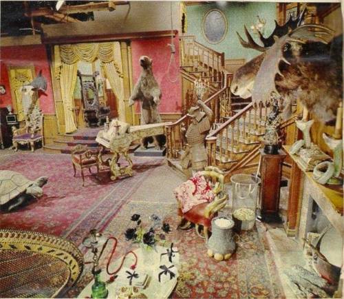 cultofweird: This is what the set of the original black &amp; white Addams Family TV show set lo