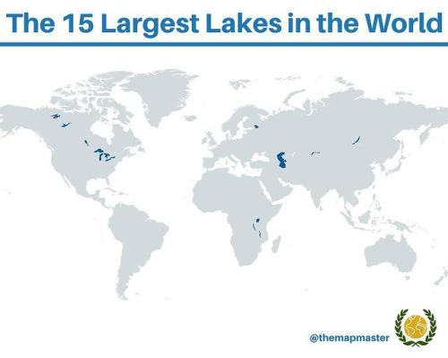 mapsontheweb:    The Top 15 Largest Lakes in the World by area 1) Caspian Sea 🇰🇿🇹🇲🇦🇿🇷🇺🇮🇷2) Lake Superior 🇨🇦🇺🇸3) Lake Victoria 🇹🇿🇺🇬🇰🇪4) Lake Huron 🇨🇦🇺🇸5) Lake Michigan 🇺🇸6)