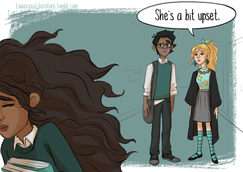 loquaciousliterature:  Yesss Luna, do it! You’re probably the only one who could pull off that look anyway… :) Phew! This is my longest comic to date. I didn’t want to cut out the Hermione sadness or the Luna goodness, so I decided to make it 13