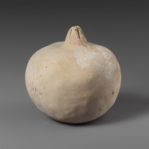 via-appia: Terracotta pomegranate with traces of paintGreek, 5th–4th century B.C. 