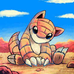 chunochousen:  027 Sandshrew Imagine younger me’s surprise when I learned Sandshrew were basically real!  They’re called pangolins and they’re super cute, yet unfortunately endangered.  The more you know~* raizy@deviantArt 