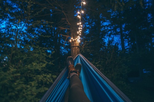 Hanging in a hammock