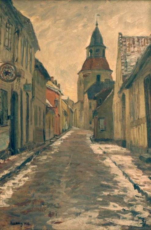 The Bell Tower. Faaborg   -    Albert Gottschalk,1901Danish,1866-1906Oil on canvas