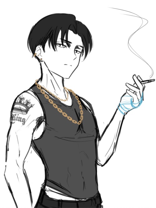 Hi!here’s a trashy sketch of a thug life Levi for you!have a nice day! :3