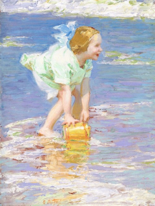 Edward Potthast - Little Girl in Green - 1915-1918