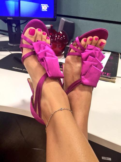 luvhertoes: feetplease: News anchor Jacey Birch takes a sexy “shoefie” like this every other day. Sh