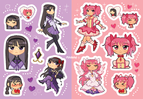 ♥ homura & madoka sticker sheets i designed for ax! will have these at table D47 