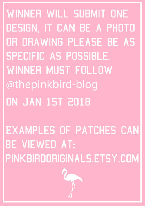 thepinkbird-blog:  To celebrate 1000 sales on Etsy I am doing a giveaway so you have the chance to win a free patch of your own design. If you don’t want to wait until the giveaway ends, I am always available for custom orders ;-) 