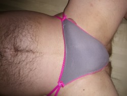 becausewewantto:  Happy Friday! Hope everyone is letting your freak flags fly!! Look at what I walked in on. We have bought so many panties for him that sometimes I forget what we have. This pair gave me a little thrill when I saw them again!  Also, remem