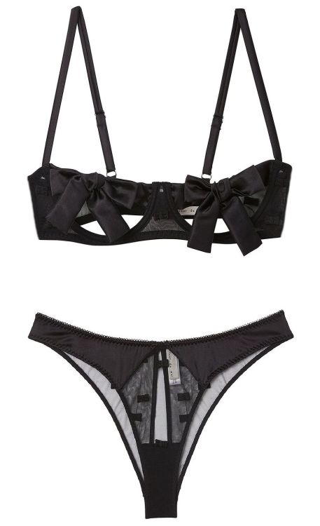 martysimone:Fleur du Mal | Bow Embroidery peekaboo bra + ouvert panty in silk