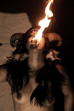 slaveverena:  actuallyuniquenudes:  The fire eater by UniqueNudes.  http://lil-lilith666.tumblr.com/  Girls who play with fire&hellip;and have horns&hellip;
